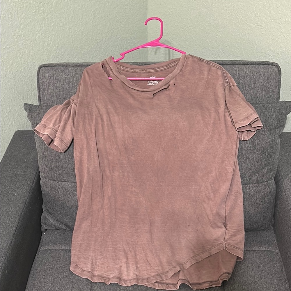 Aerie Pink Flutter Sleeve Ruffled T-Shirt